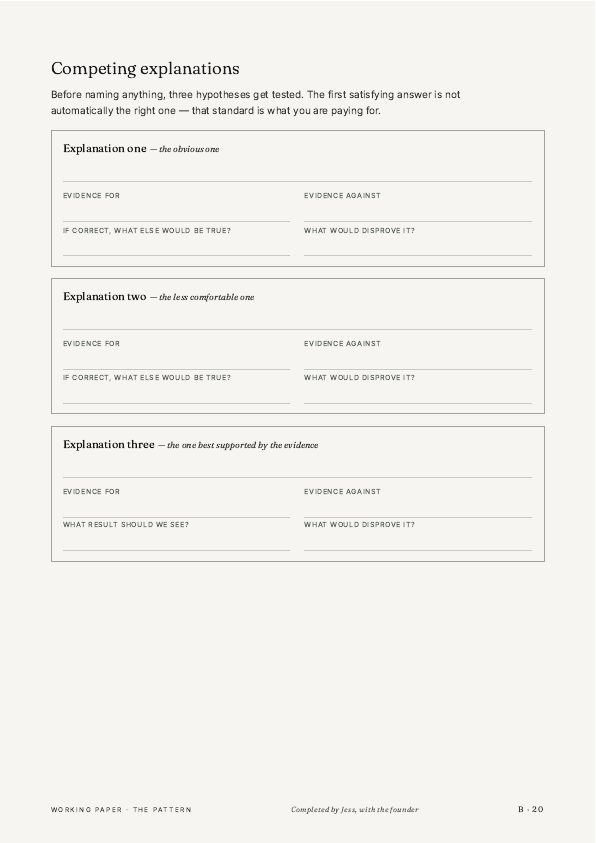 The competing explanations page